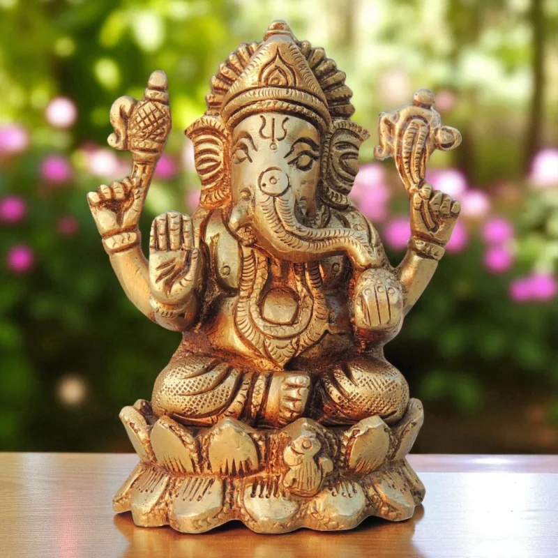 Ganesh Ji Idol in Brass, 4 inch, 660 g – for Home Mandir