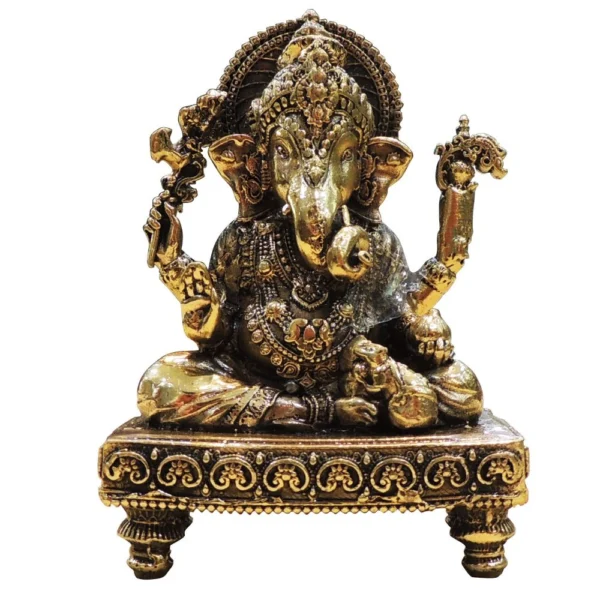 Ganesh Ji Idol in Brass, 4 inch, 280 g, brass, Vedikcraft Moradabad