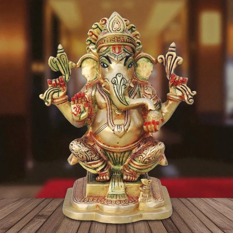 Ganesh Ji Idol in Brass, 8 inch, 2.33 kg – for Pooja Room