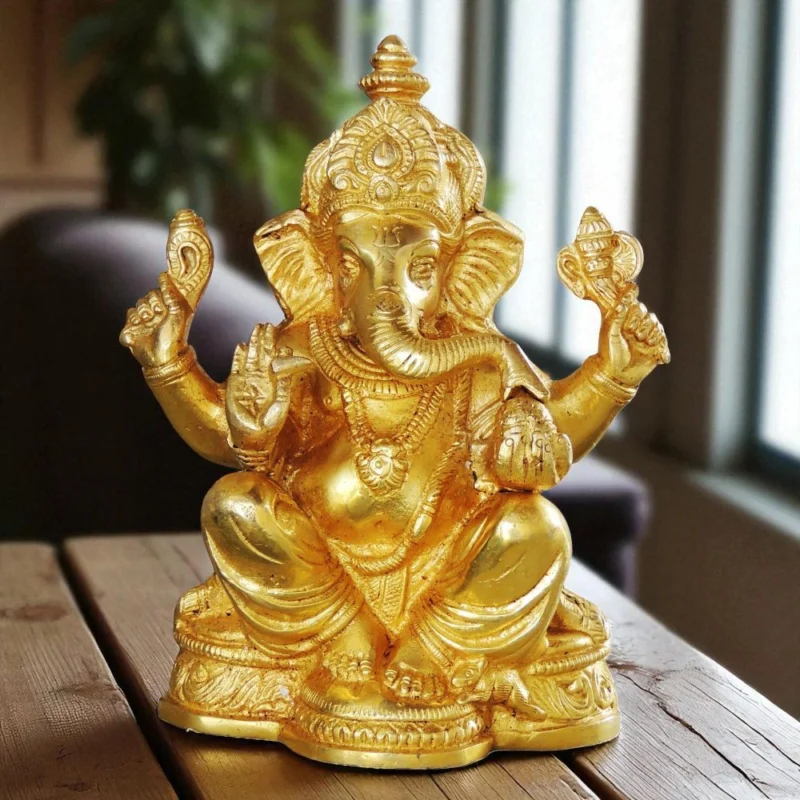 Ganesh Ji Idol in Brass, 7 inch, 1.83 kg – for Home Mandir
