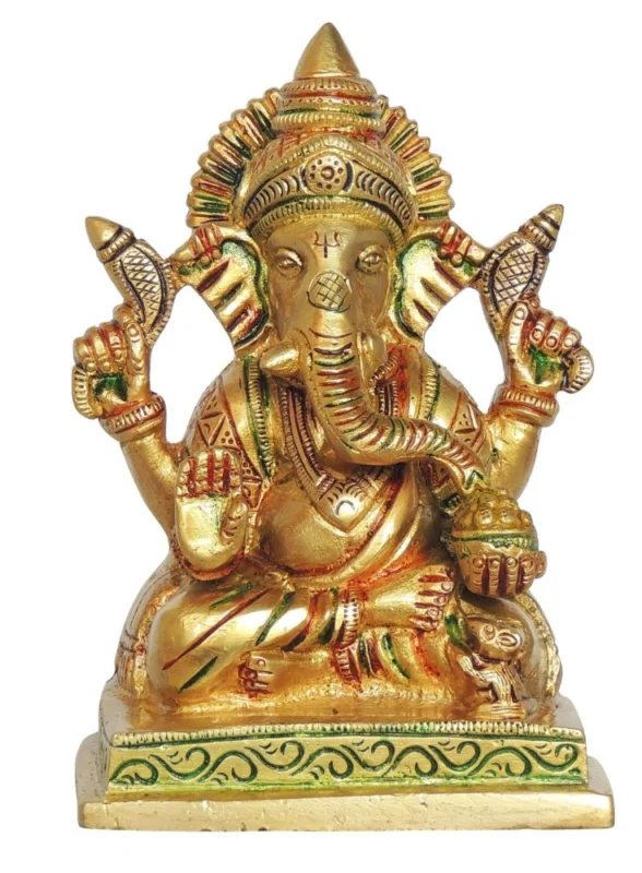 Ganesh Ji Idol in Brass, 5.5 inch, design BS1410-G