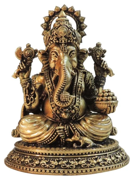 Ganesh Ji Idol in Brass, 5.5 inch, design BS1829-G, brass, Vedikcraft Moradabad