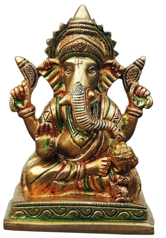Ganesh Ji Idol in Brass, 5.7 inch