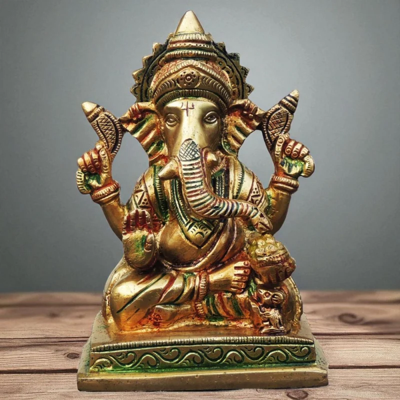 Ganesh Ji Idol in Brass, 5.7 inch – for Home Mandir