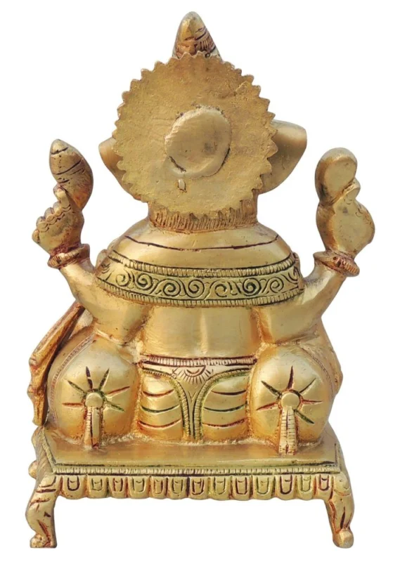 Ganesh Ji Idol in Brass, 8.2 inch
