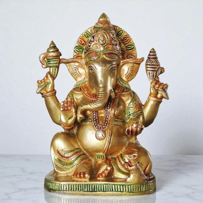 Ganesh Ji Idol in Brass, 8 inch, 2.5 kg – for Pooja Room