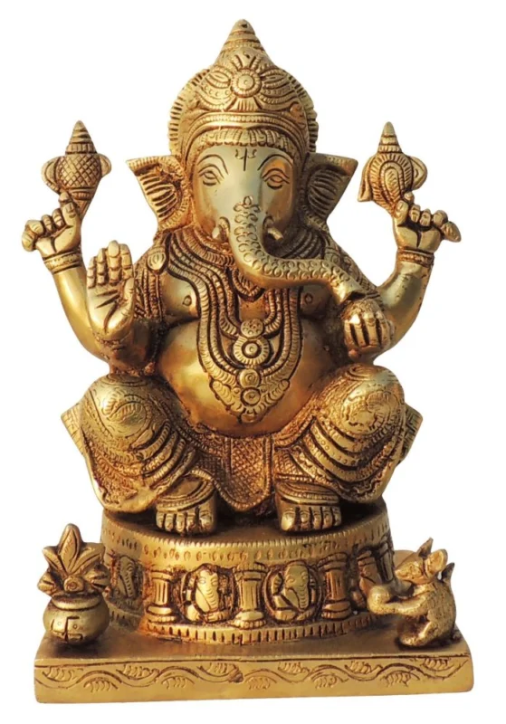 Ganesh Ji Idol in Brass, 9 inch, 3.96 kg