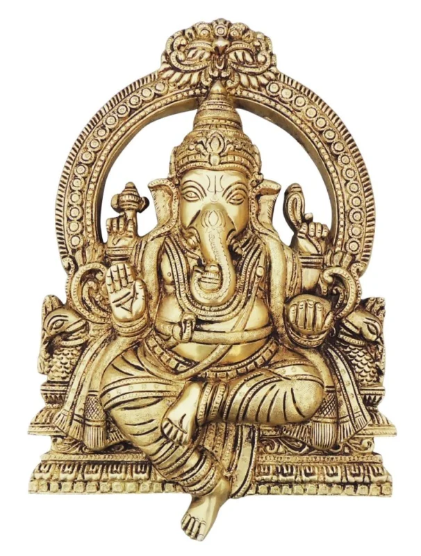 Ganesh Ji Idol in Brass, 11.5 inch, 2.72 kg
