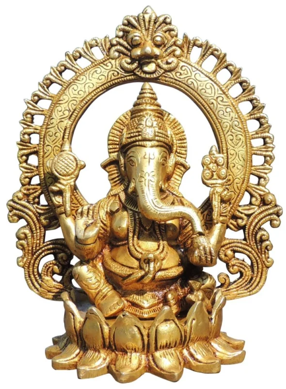 Ganesh Ji Idol in Brass, 9.2 inch