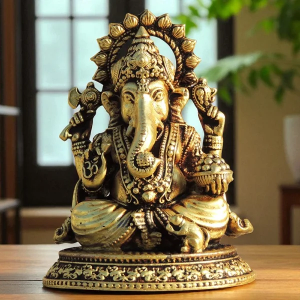 Ganesh Ji Idol in Brass, 2.5 inch, design BS1701-G, brass, Vedikcraft Moradabad