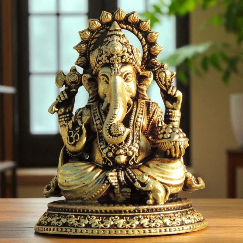 Ganesh Ji Idol in Brass, 2.5 inch, design BS1701-G – for Desk and Car
