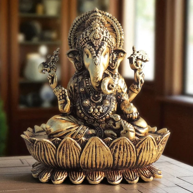 Ganesh Ji Idol in Brass, 3.7 inch, 320 g – for Desk and Car
