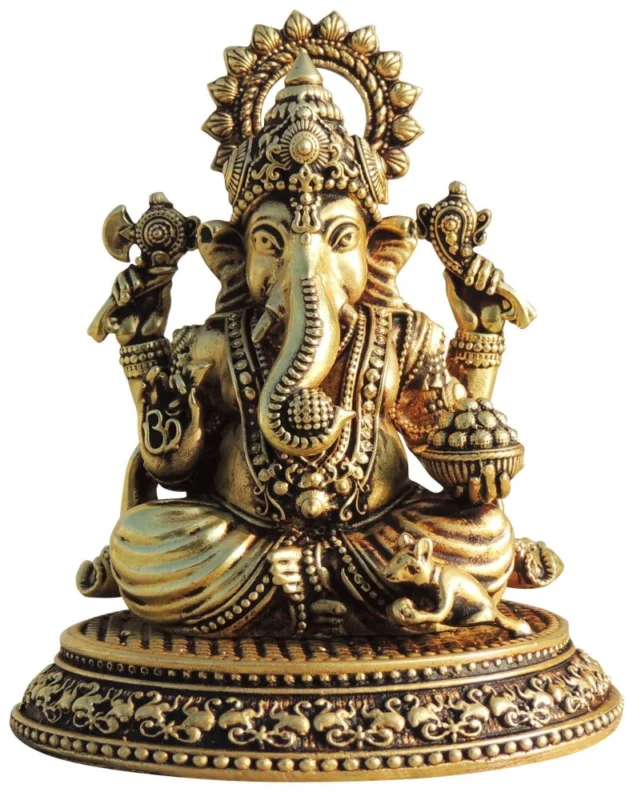 Ganesh Ji Idol in Brass, 4 inch, 320 g – for Home Mandir