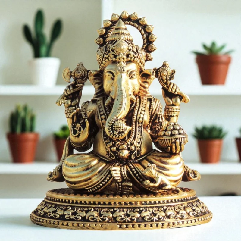 Ganesh Ji Idol in Brass, 4.5 inch, 400 g – for Home Mandir