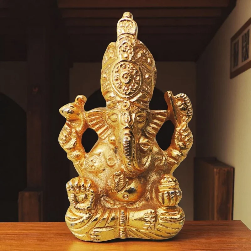 Ganesh Ji Idol in Brass, 3 inch, design BS815-A – for Desk and Car