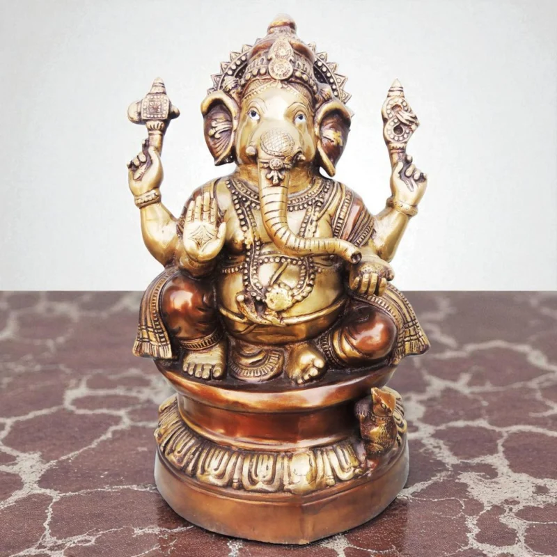 Ganesh Ji Idol in Brass, 17.2 inch – for Temple and Entrance