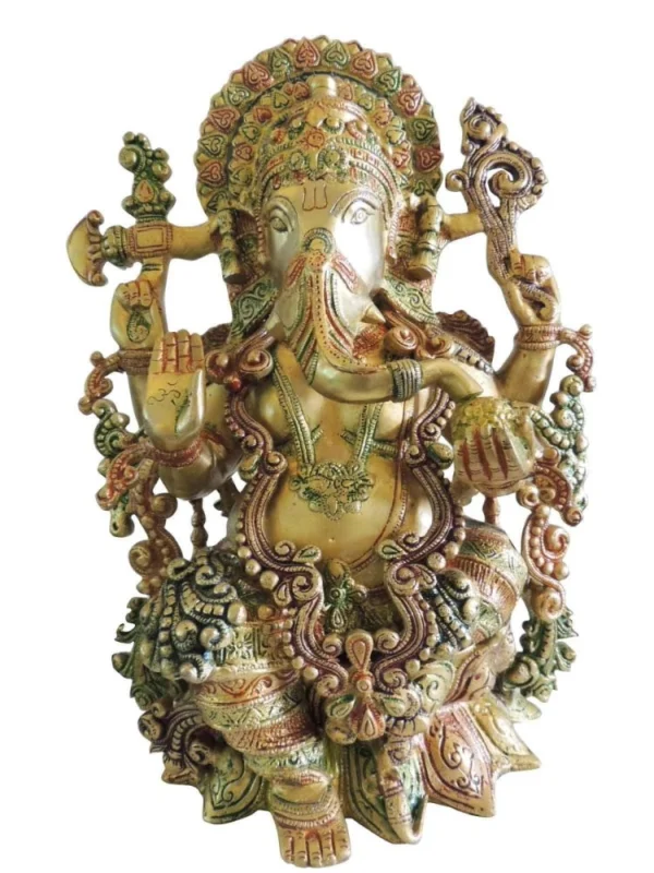 Ganesh Ji Idol in Brass, 12.9 inch