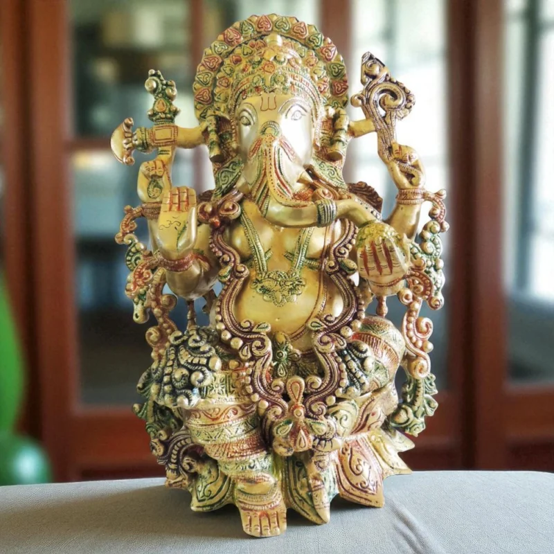 Ganesh Ji Idol in Brass, 12.9 inch – for Pooja Room