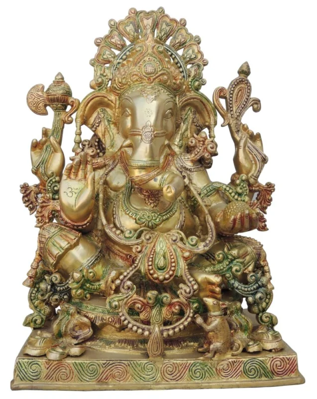 Ganesh Ji Idol in Brass, 19.2 inch
