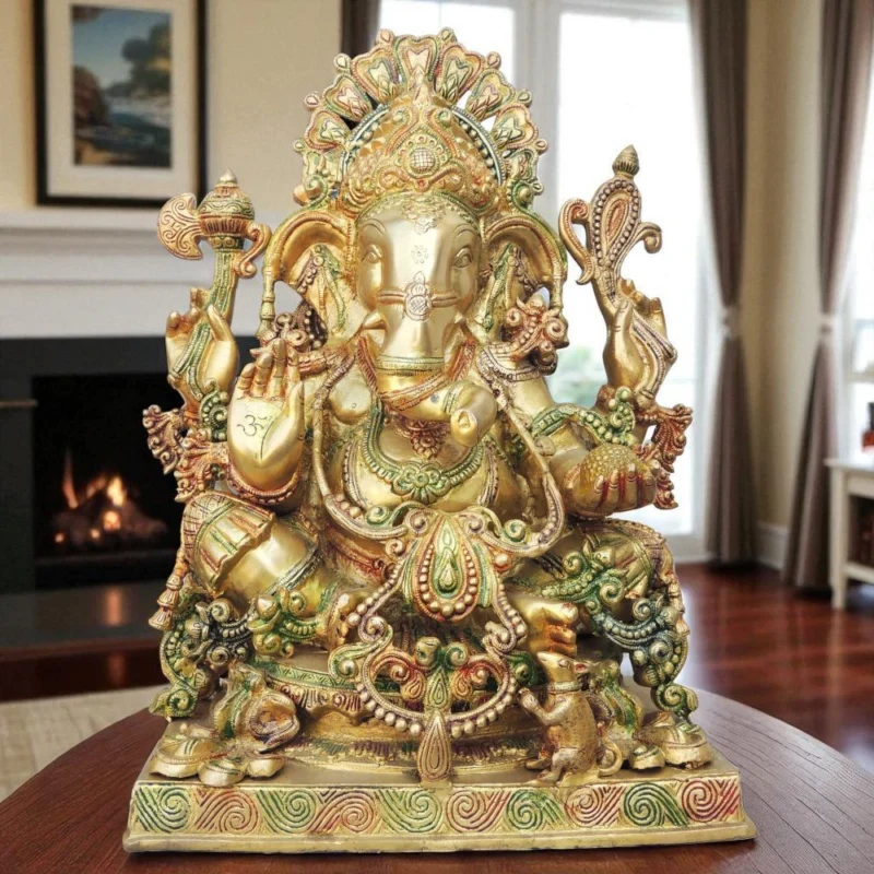 Ganesh Ji Idol in Brass, 19.2 inch – for Temple and Entrance
