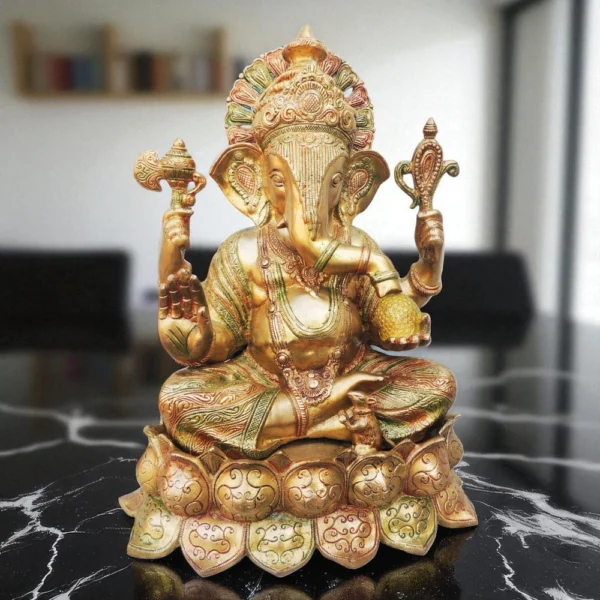 Ganesh Ji Idol in Brass, 20.8 inch, brass, Vedikcraft Moradabad