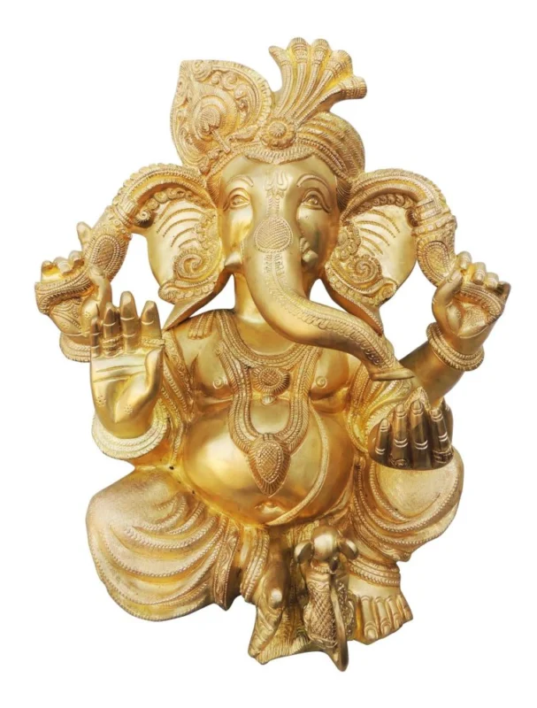 Ganesh Ji Idol in Brass, 17 inch