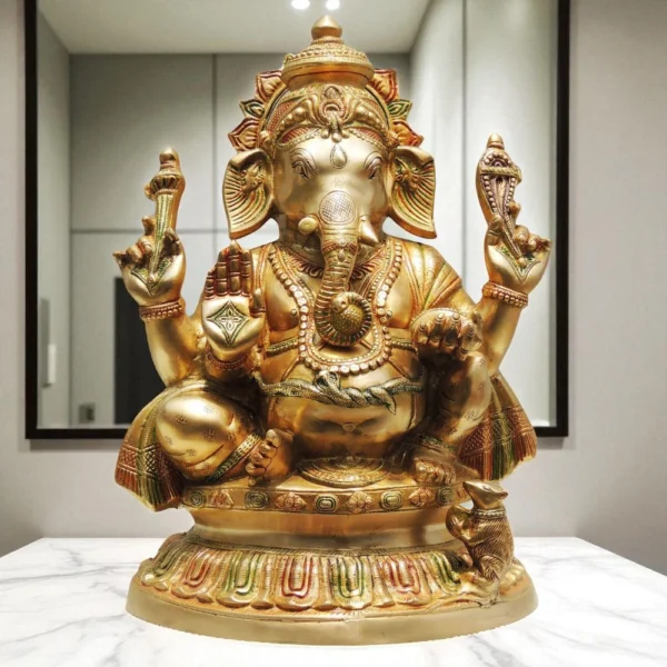 Ganesh Ji Idol in Brass, 22 inch, brass, Vedikcraft Moradabad