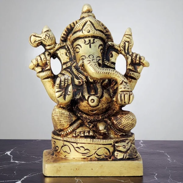 Ganesh Ji Idol in Brass, 320 g, brass, Vedikcraft Moradabad