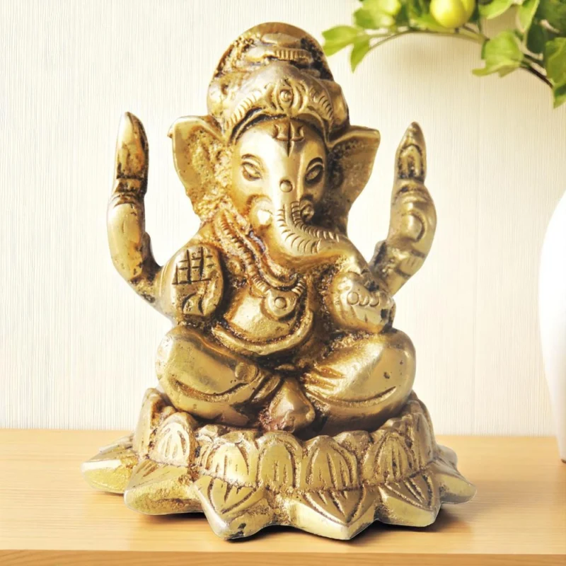 Ganesh Ji Idol in Brass, 2.2 inch, 200 g – for Desk and Car