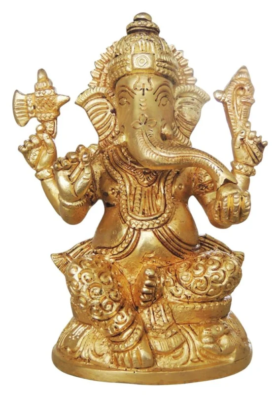Ganesh Ji Idol in Brass, 4.5 inch, 780 g