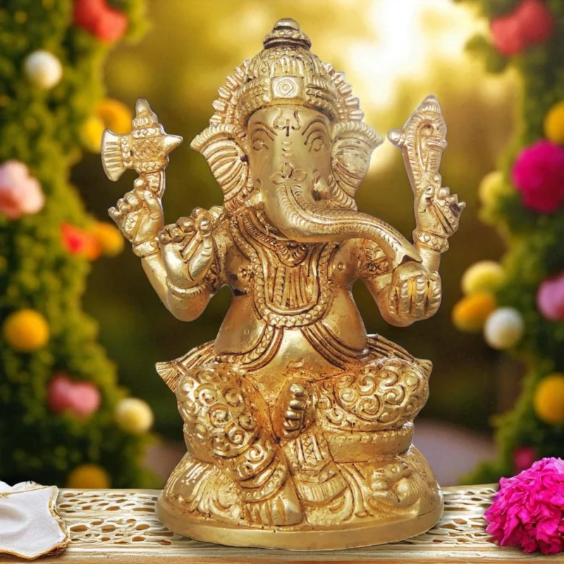 Ganesh Ji Idol in Brass, 4.5 inch, 780 g – for Home Mandir