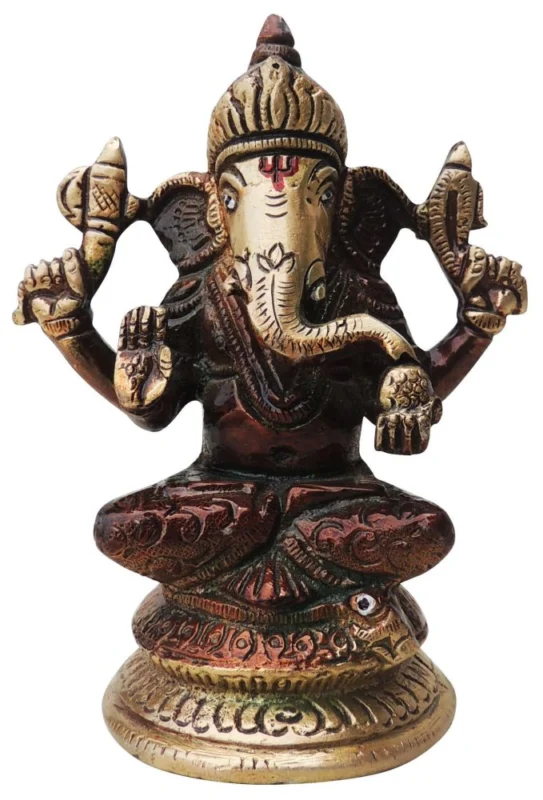 Ganesh Ji Idol in Brass, 4.3 inch, 600 g