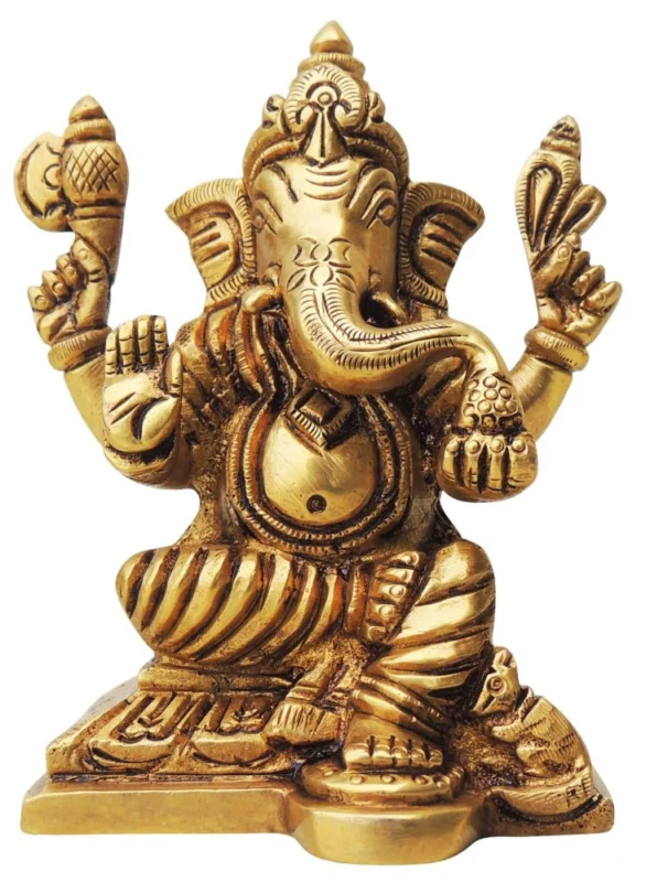 Ganesh Ji Idol in Brass, 4 inch, 680 g