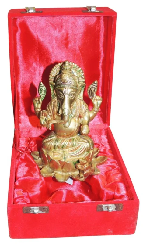 Ganesh Ji Idol in Brass, 6 inch, 1.23 kg