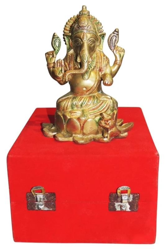 Ganesh Ji Idol in Brass, 6 inch, 1.23 kg