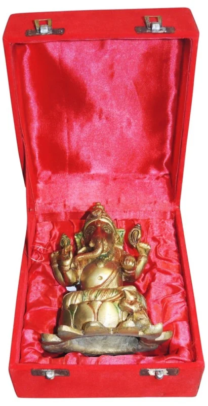 Ganesh Ji Idol in Brass, 6 inch, 1.23 kg