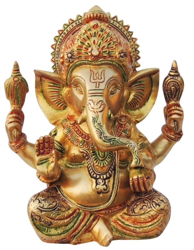 Ganesh Ji Idol in Brass, 8.5 inch, 3.72 kg