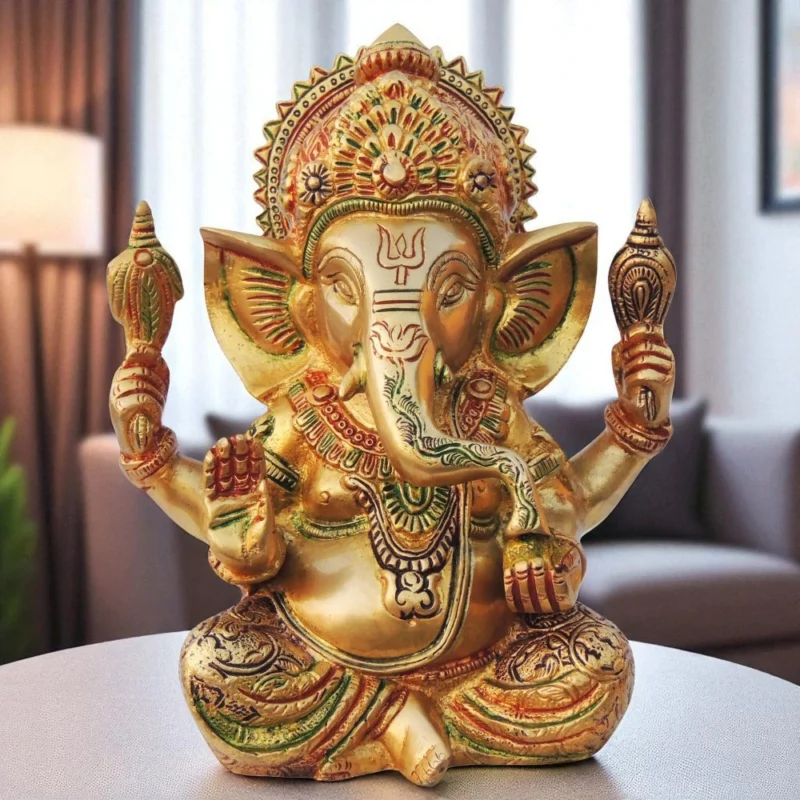 Ganesh Ji Idol in Brass, 8.5 inch, 3.72 kg – for Pooja Room