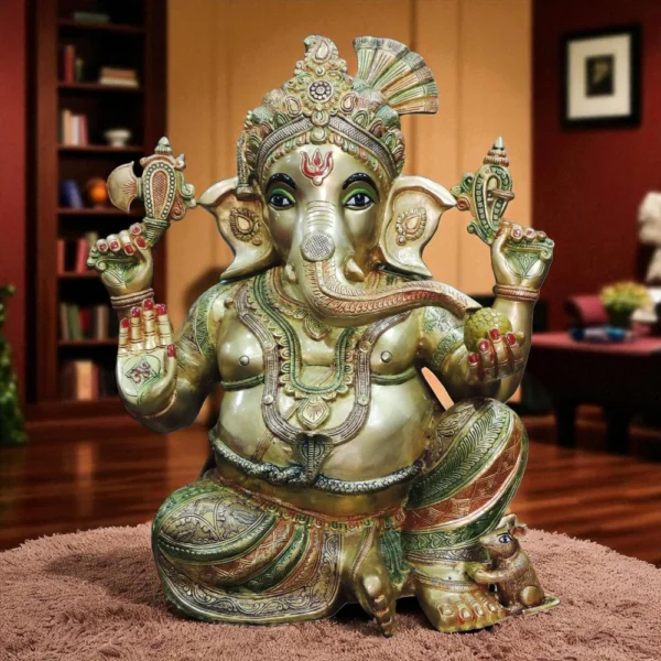 Ganesh Ji Idol in Brass, 27 kg, brass, Vedikcraft Moradabad