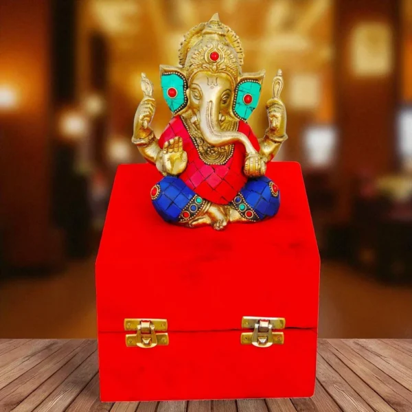 Ganesh Ji Idol in Brass, 6 inch, 1.4 kg, brass, Vedikcraft Moradabad