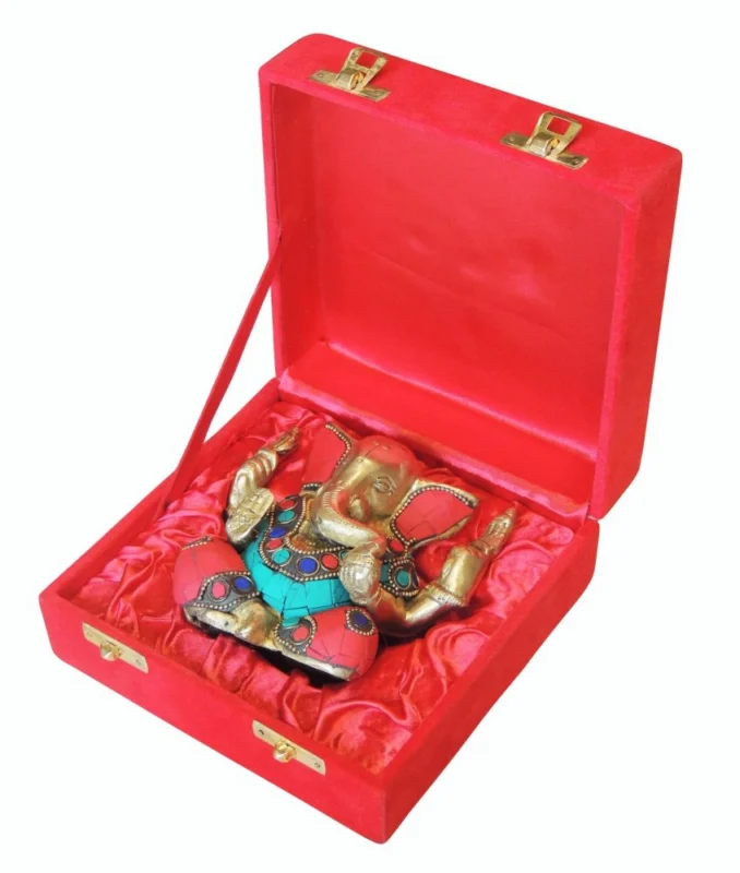 Ganesh Ji Idol in Brass (Valvet Box), 4.5 inch