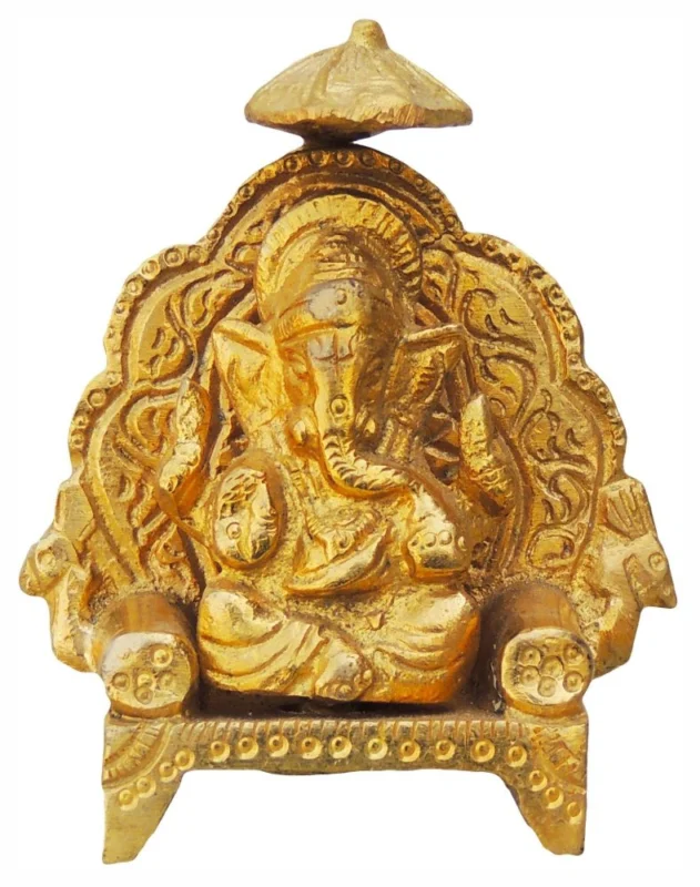 Ganesh Ji Idol in Brass (Chatri), 3 inch