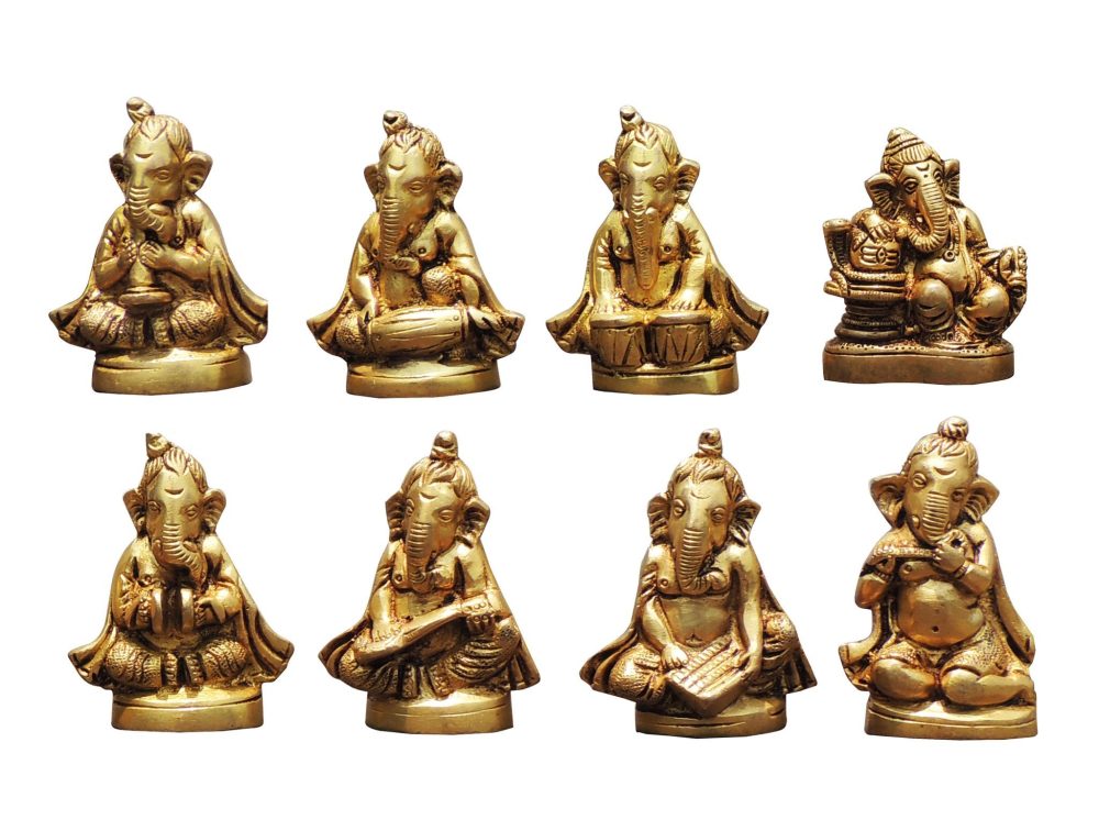 Ganesh Ji Idol in Brass (Musical), 3 inch, brass, Vedikcraft Moradabad