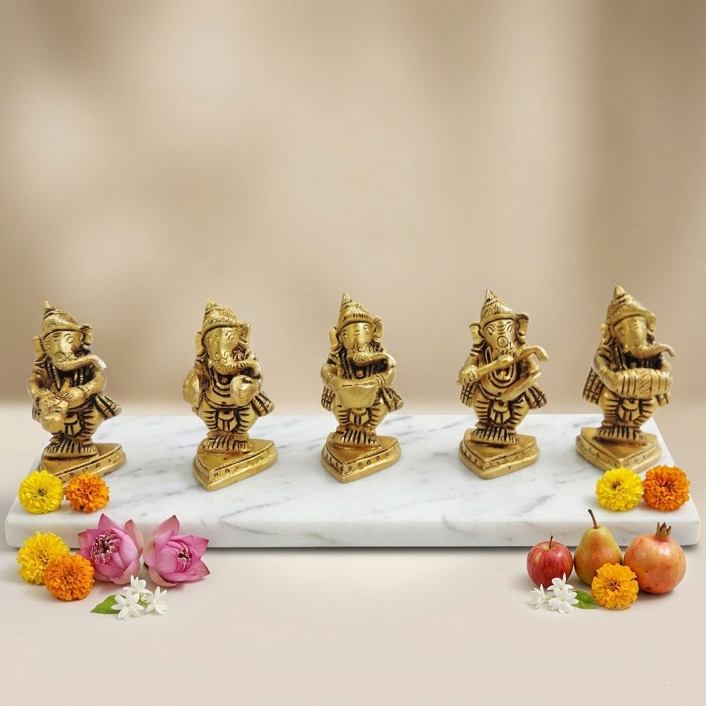 Ganesh Ji Idol in Brass (Musical), 2.7 inch, brass, Vedikcraft Moradabad