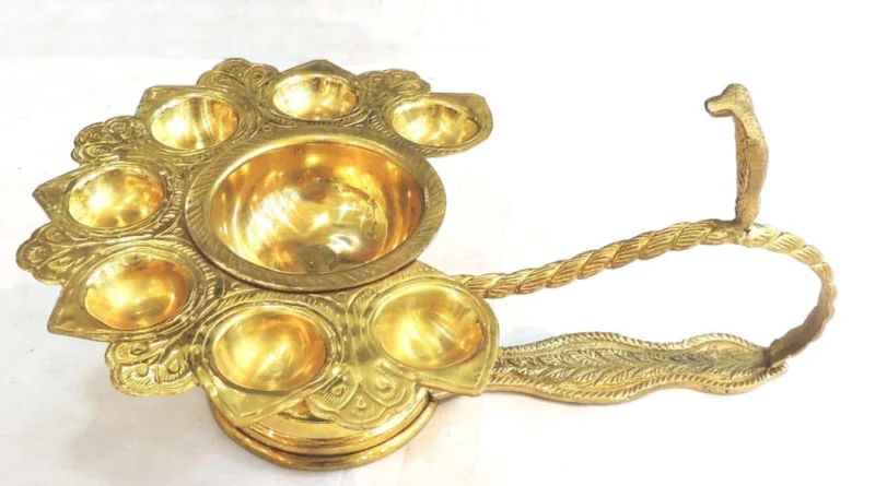 Brass Stand Diya (Deepak) (Arti), 5.2 inch
