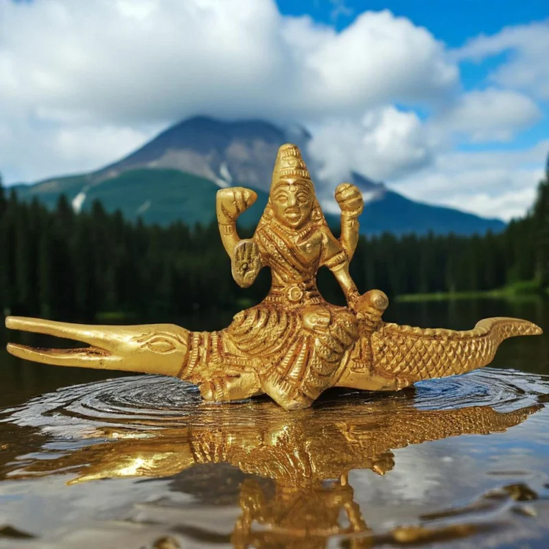 Devi Idol in Brass, Seated (Crocodile), 2.5 inch – for Desk and Car