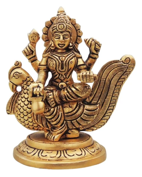 Gayatri Maa Idol in Brass, 4.5 inch, brass, Vedikcraft Moradabad