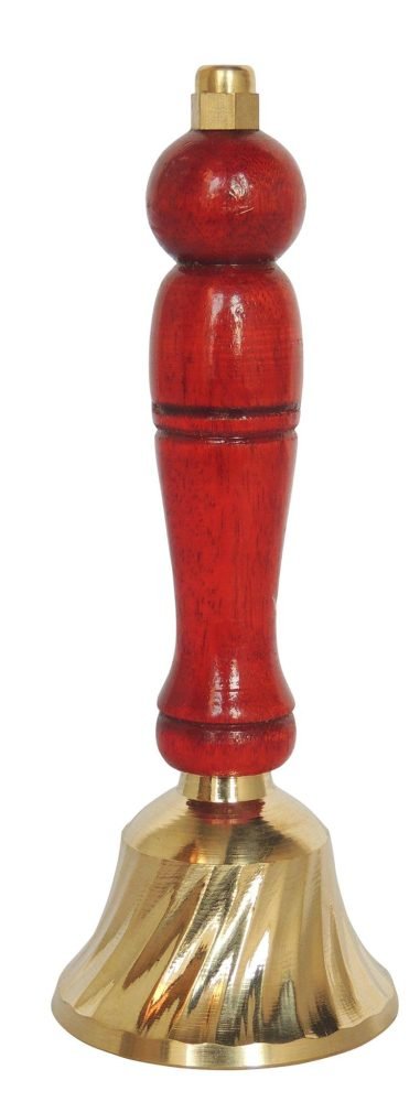 Brass Hand Bell (Ghanti), 6.2 inch, brass, Vedikcraft Moradabad