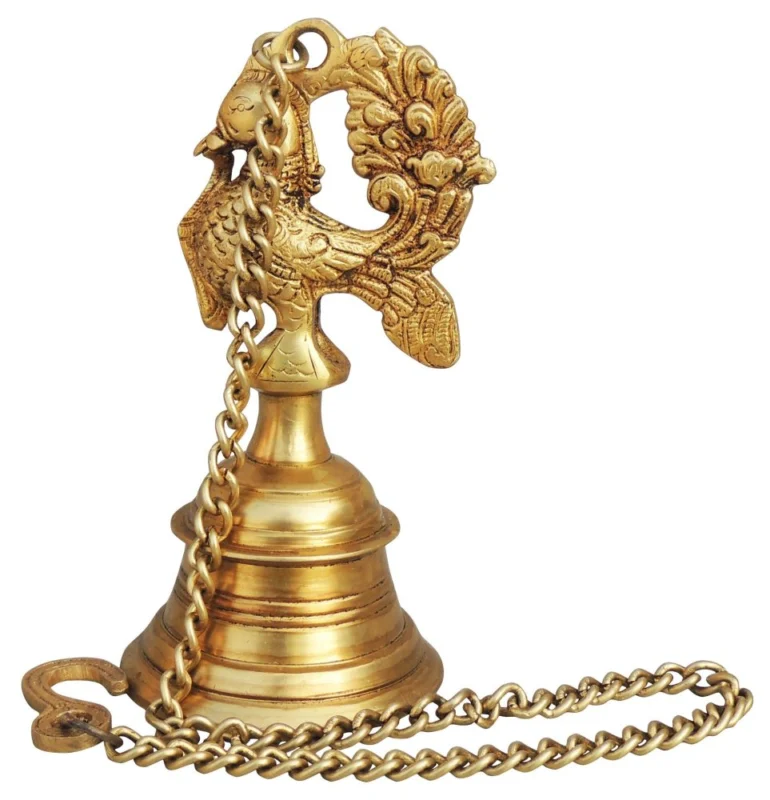 Brass Hanging Temple Bell (Ghanti), 7 inch, 1.1 kg
