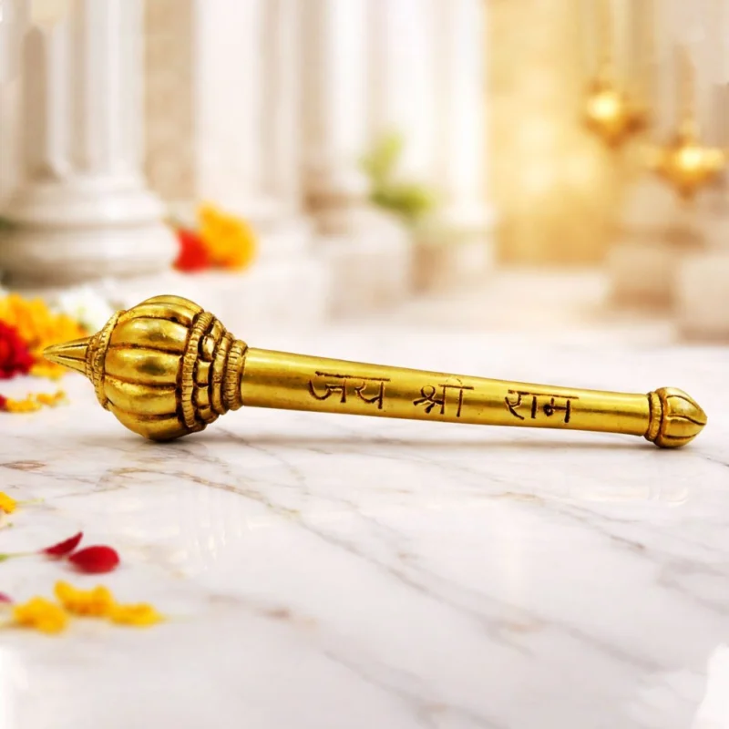 Brass Hanuman Gada for Pooja, 0.5 inch